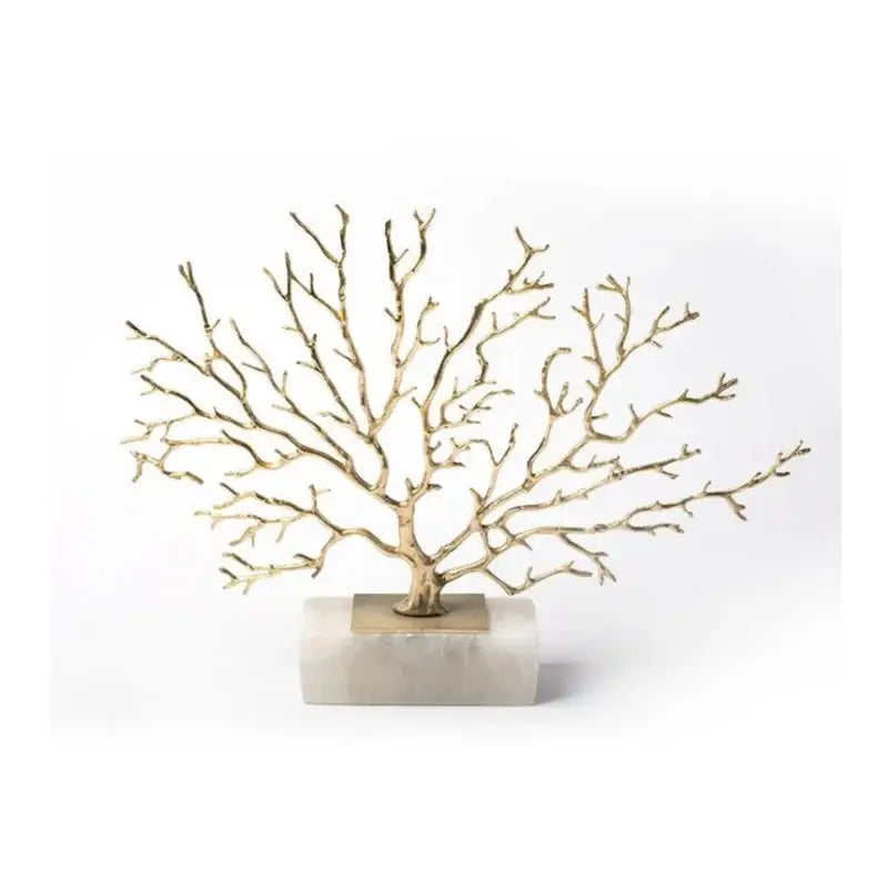 Modern gold coral tree sculpture living room marble decor