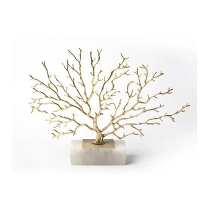 Modern gold coral tree sculpture living room marble decor