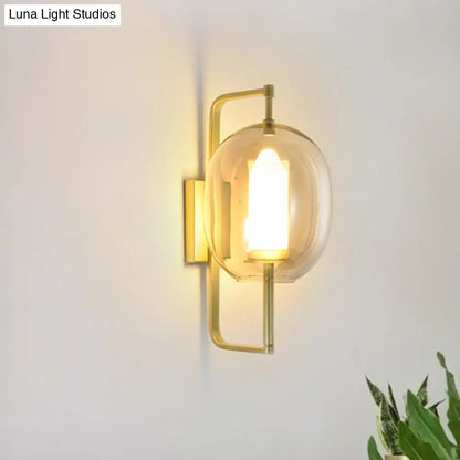 DecorBites™ Modern Gold Corner Wall Sconce with Oval Clear Glass Shade