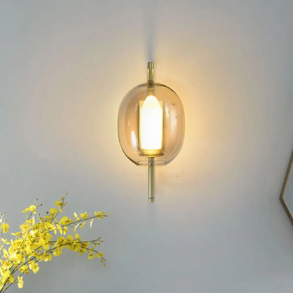 DecorBites™ Modern Gold Corner Wall Sconce with Oval Clear Glass Shade
