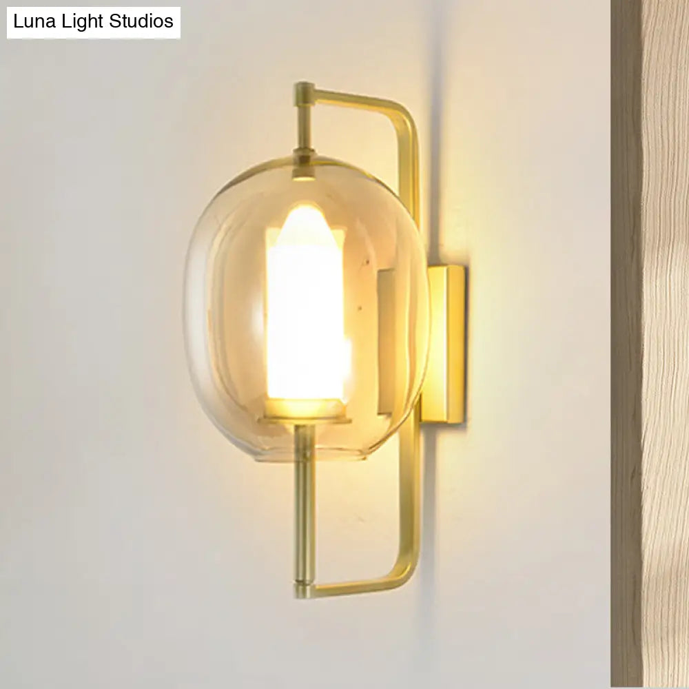 DecorBites™ Modern Gold Corner Wall Sconce with Oval Clear Glass Shade