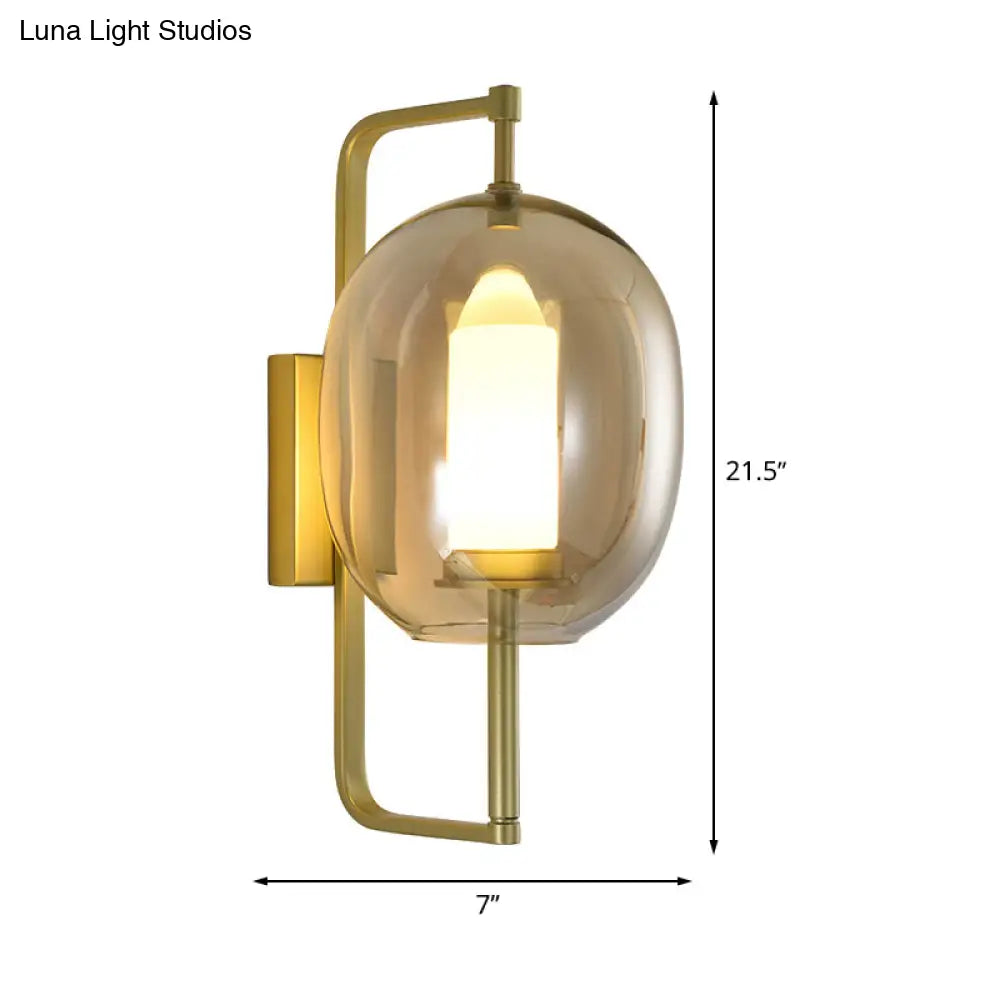 DecorBites™ Modern Gold Corner Wall Sconce with Oval Clear Glass Shade