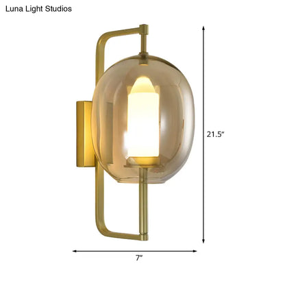 DecorBites™ Modern Gold Corner Wall Sconce with Oval Clear Glass Shade