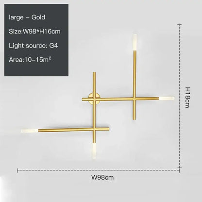 Modern gold cross-shaped wall lamp living room sconce