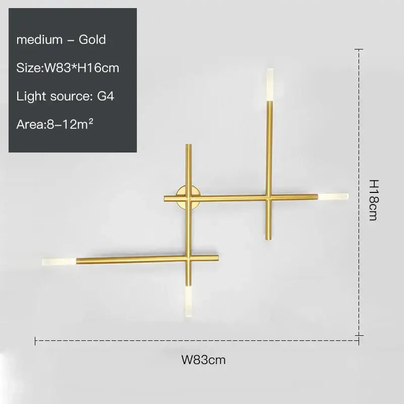 Modern gold cross-shaped wall lamp living room sconce