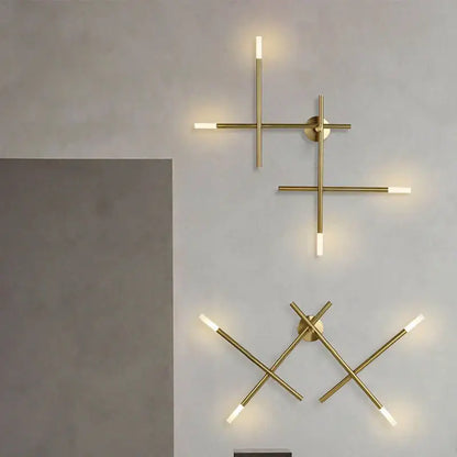 Modern gold cross-shaped wall lamp living room sconce