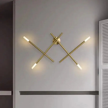 Modern gold cross-shaped wall lamp living room sconce