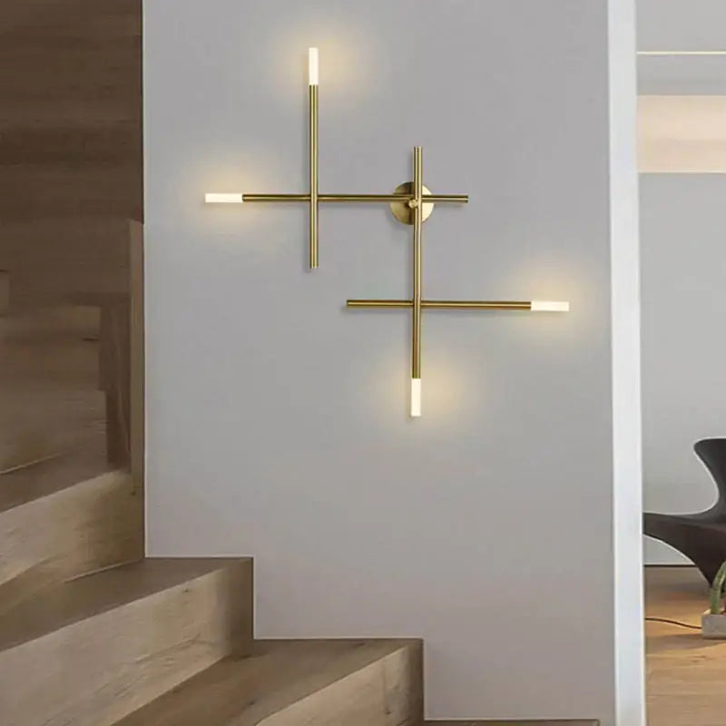 Modern gold cross-shaped wall lamp living room sconce