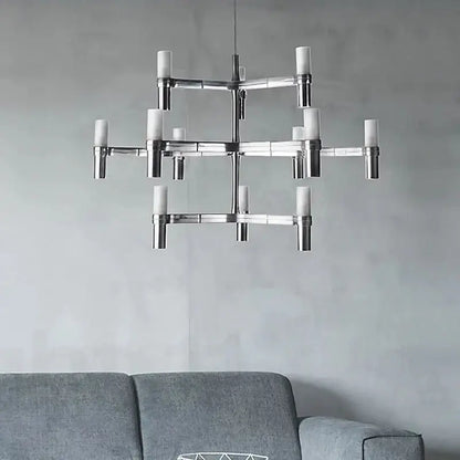 Modern gold crown major chandelier foyer geometric glass light