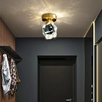 Modern gold crystal aisle ceiling light for entryway