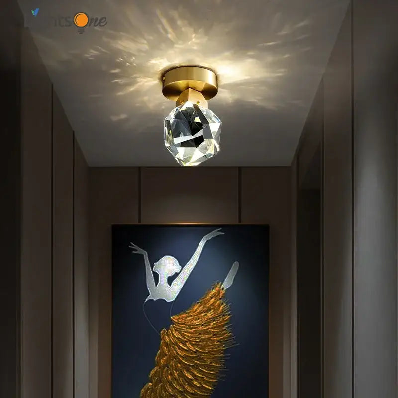 Modern gold crystal aisle ceiling light for entryway