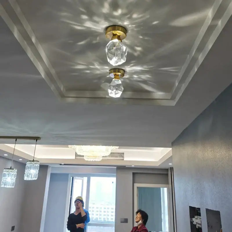 Modern gold crystal aisle ceiling light for entryway