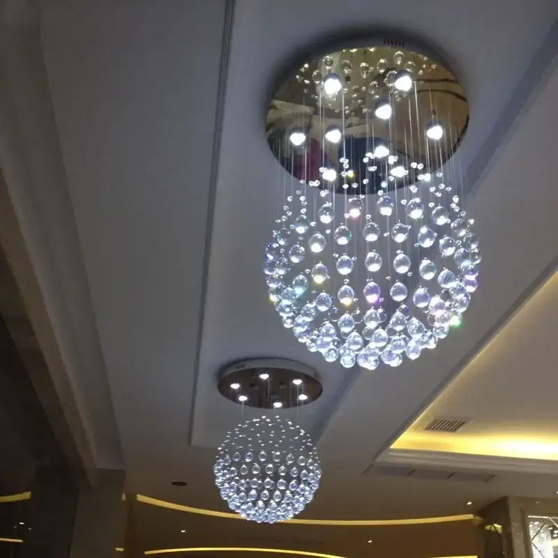 Modern gold crystal ball led ceiling chandelier living room