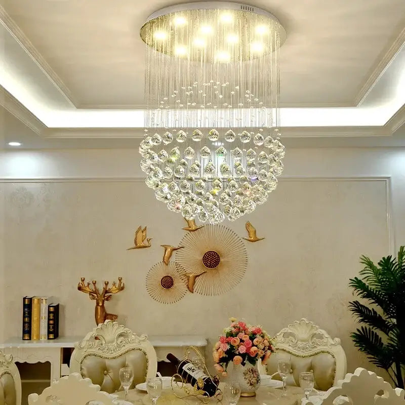 Modern gold crystal ball led ceiling chandelier living room