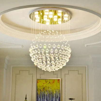 Modern gold crystal ball led ceiling chandelier living room