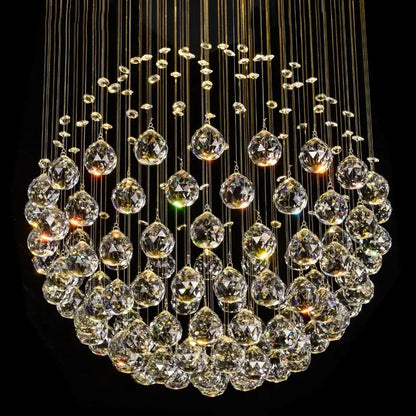 Modern gold crystal ball led ceiling chandelier living room