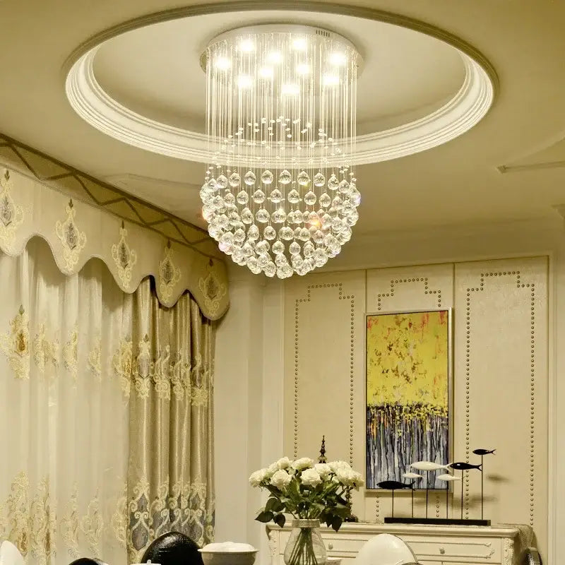 Modern gold crystal ball led ceiling chandelier living room