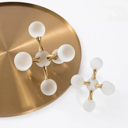Modern gold crystal ball molecule geometric ornament living room decor