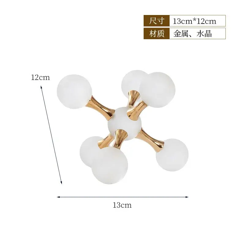 Modern gold crystal ball molecule geometric ornament living room decor