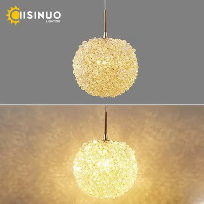 Modern gold crystal ball pendant light bedroom chandelier