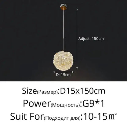 Modern gold crystal ball pendant light bedroom chandelier