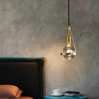 Modern gold crystal ball pendant light for dining room