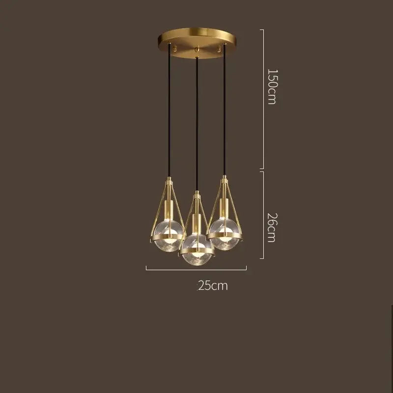 Modern gold crystal ball pendant light for dining room