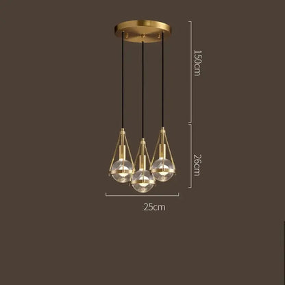 Modern gold crystal ball pendant light for dining room
