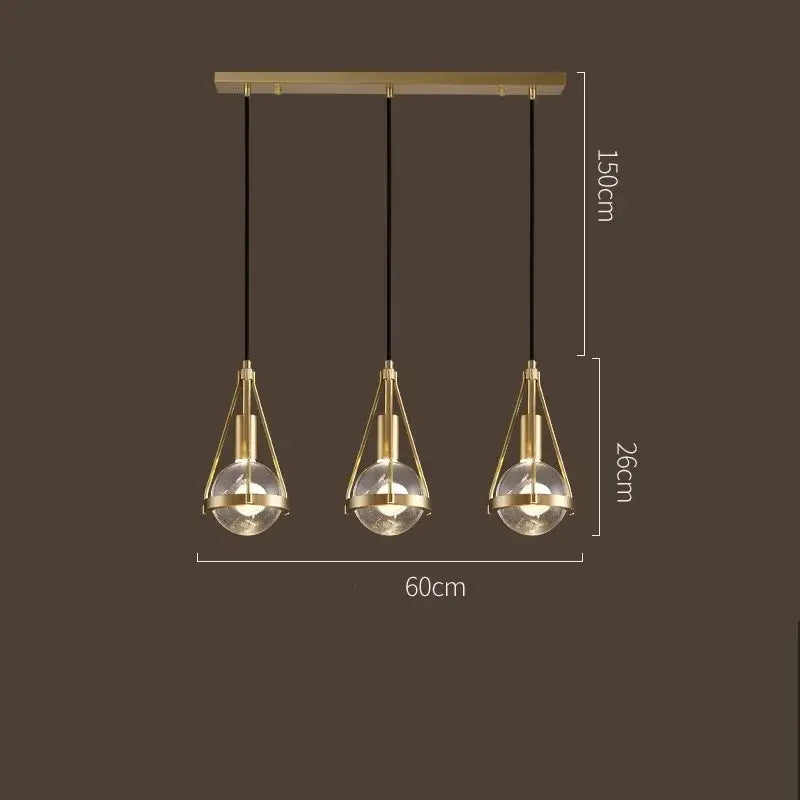 Modern gold crystal ball pendant light for dining room
