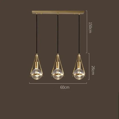 Modern gold crystal ball pendant light for dining room