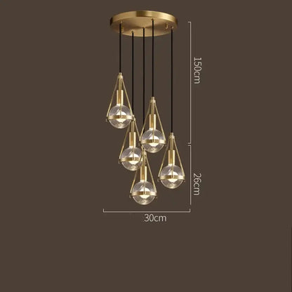 Modern gold crystal ball pendant light for dining room