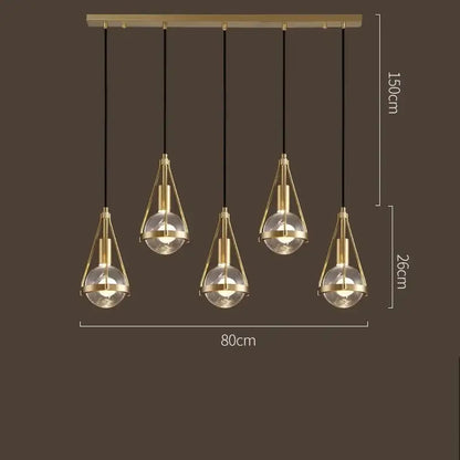Modern gold crystal ball pendant light for dining room