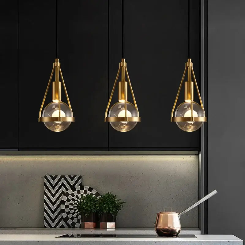 Modern gold crystal ball pendant light for dining room