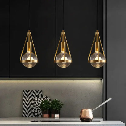 Modern gold crystal ball pendant light for dining room