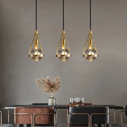 Modern gold crystal ball pendant light for dining room