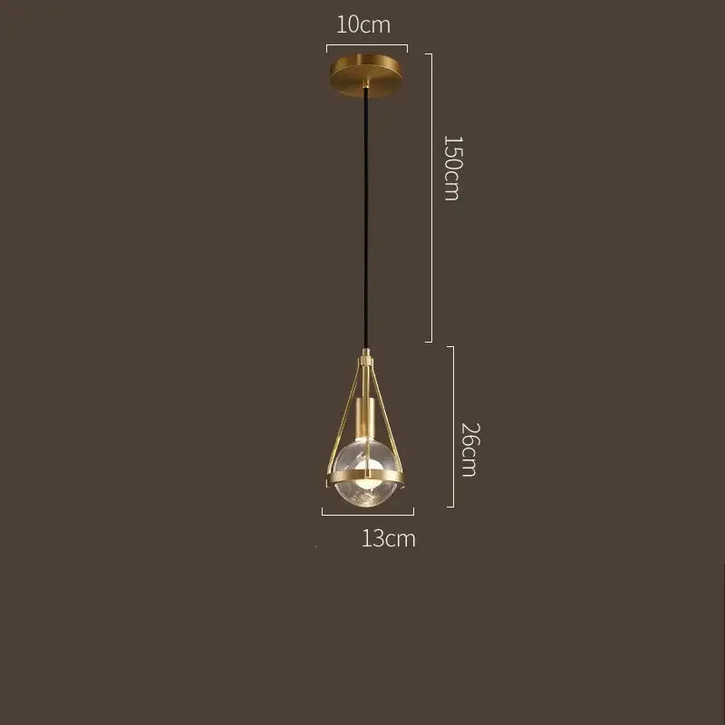 Modern gold crystal ball pendant light for dining room