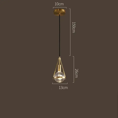Modern gold crystal ball pendant light for dining room