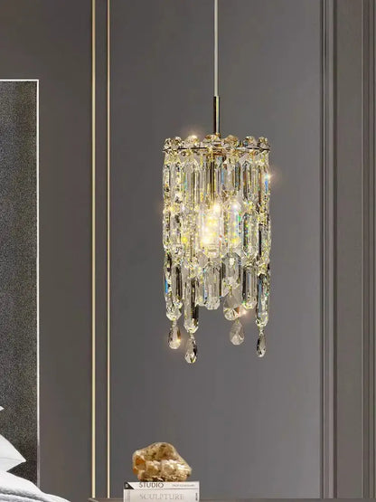 Modern gold crystal bedhead pendant light bedroom chandelier