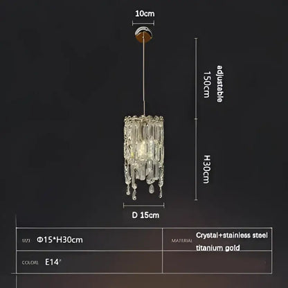 Modern gold crystal bedhead pendant light bedroom chandelier