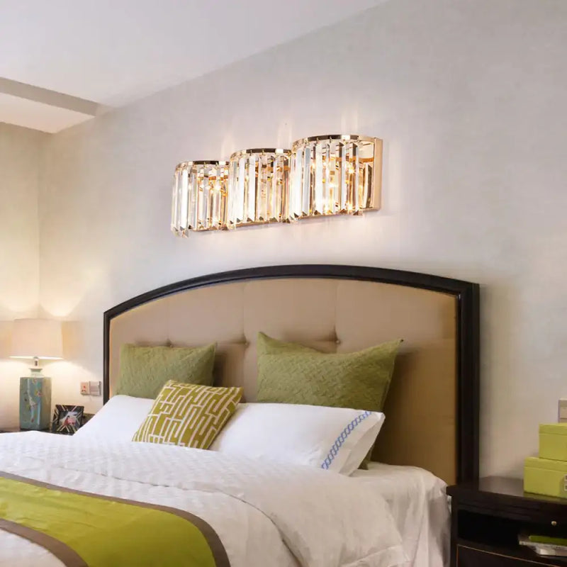 Modern gold crystal block wall light living room sconce 220v-240v