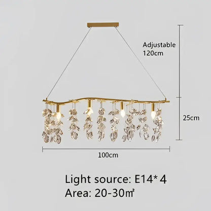 Modern gold crystal branch pendant chandelier dining room light
