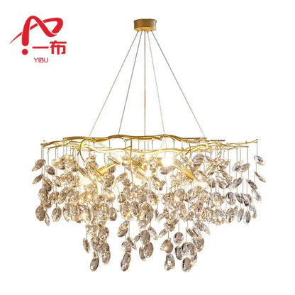 Modern gold crystal branch pendant chandelier dining room light