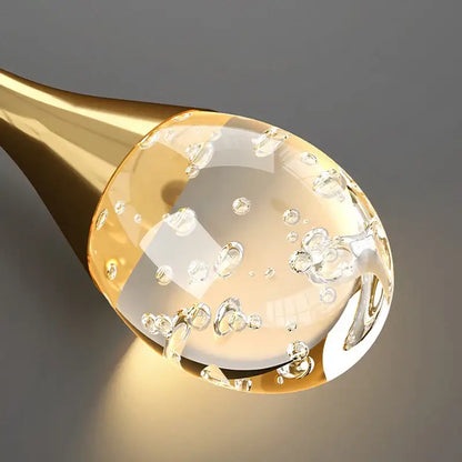 Modern gold crystal bubble chandelier – dining room teardrop light