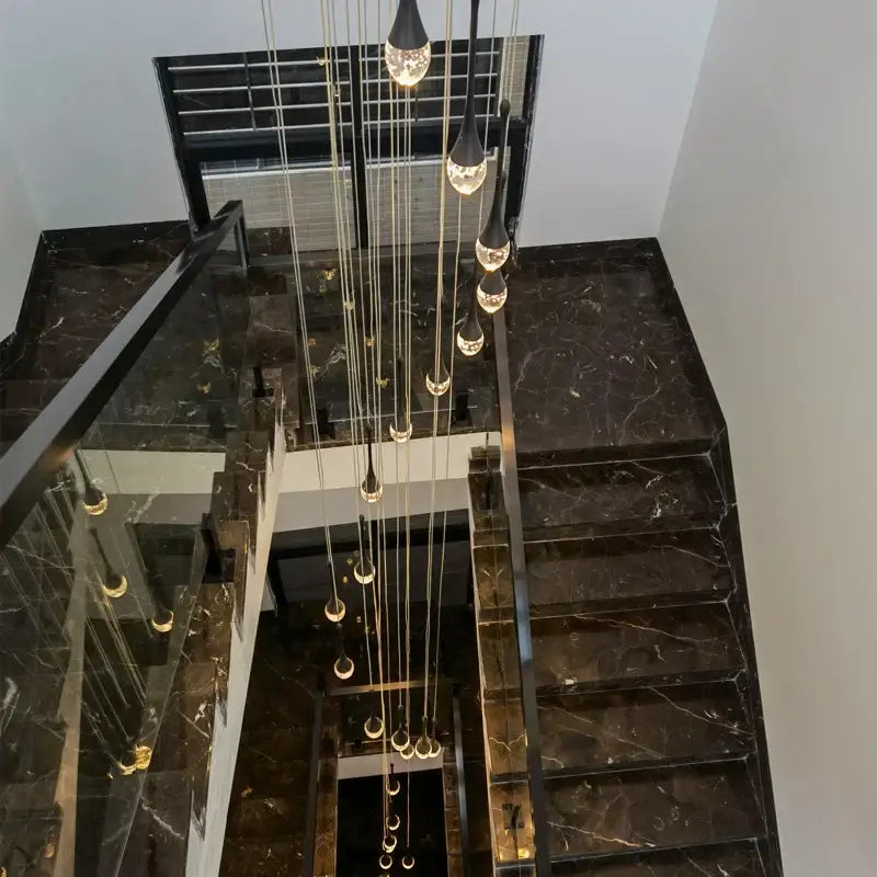 Modern gold crystal bubble chandelier – dining room teardrop light