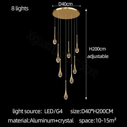Modern gold crystal bubble chandelier – dining room teardrop light