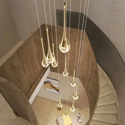 Modern gold crystal bubble chandelier – dining room teardrop light