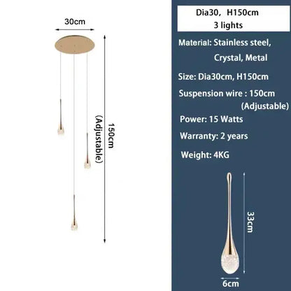 Modern gold crystal bubble chandelier living room pendant light