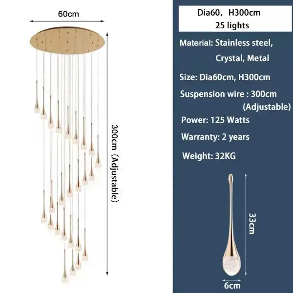 Modern gold crystal bubble chandelier living room pendant light