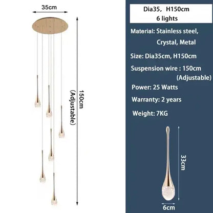 Modern gold crystal bubble chandelier living room pendant light