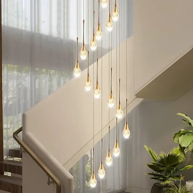 Modern gold crystal bubble chandelier living room pendant light